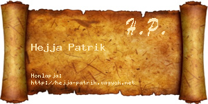 Hejja Patrik névjegykártya