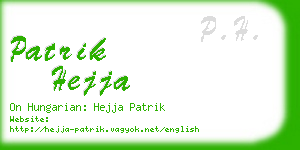 patrik hejja business card